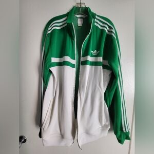 Adidas white and green zipper sweater